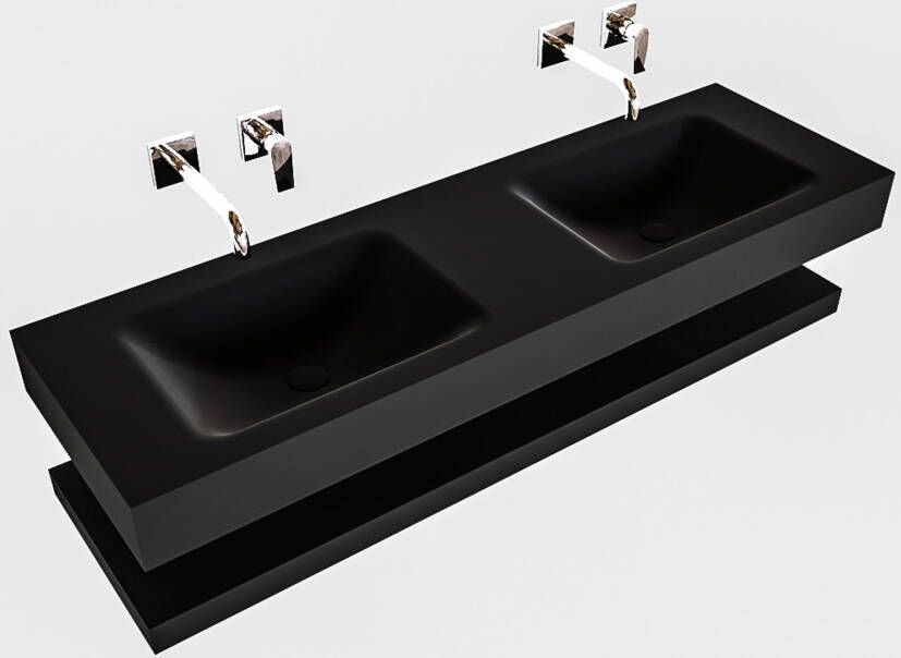 Mondiaz Alan badmeubel 150 cm solid suface planchet urban vrijhangend wastafel dubbel zonder kraangat wit