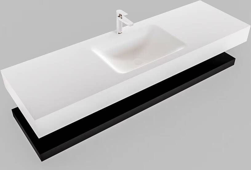 Mondiaz Alan badmeubel 150 cm solid suface planchet urban vrijhangend wastafel midden 1 kraangat wit