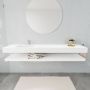 Mondiaz Alan badmeubel 200 cm solid suface planchet talc vrijhangend wastafel links 1 kraangat wit - Thumbnail 2