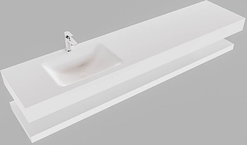 Mondiaz Alan badmeubel 200 cm solid suface planchet talc vrijhangend wastafel links 1 kraangat wit