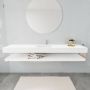 Mondiaz Alan badmeubel 200 cm solid suface planchet talc vrijhangend wastafel midden 1 kraangat wit - Thumbnail 2