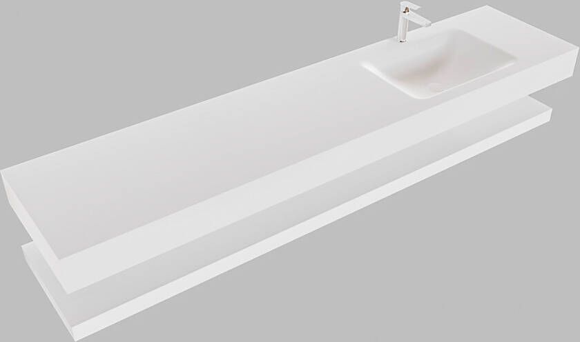 Mondiaz Alan badmeubel 200 cm solid suface planchet talc vrijhangend wastafel rechts 1 kraangat wit