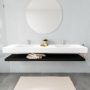 Mondiaz Alan badmeubel 200 cm solid suface planchet urban vrijhangend wastafel dubbel 2 kraangaten wit - Thumbnail 2