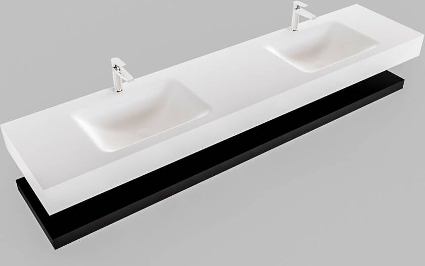 Mondiaz Alan badmeubel 200 cm solid suface planchet urban vrijhangend wastafel dubbel 2 kraangaten wit