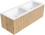 Mondiaz Badmeubel Kurve | 120 cm | Meubelkleur Oak | Wastafelkleur Talc | Dubbele spoelbak | 2 kraangaten - Thumbnail 4