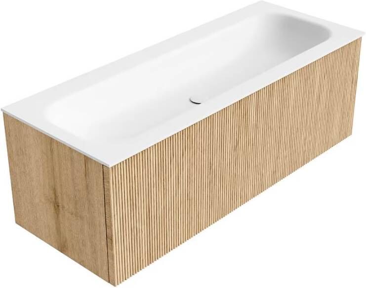 Mondiaz Badmeubel Kurve | 120 cm | Meubelkleur Oak | Wastafelkleur Talc | Midden spoelbak | 1 kraangat