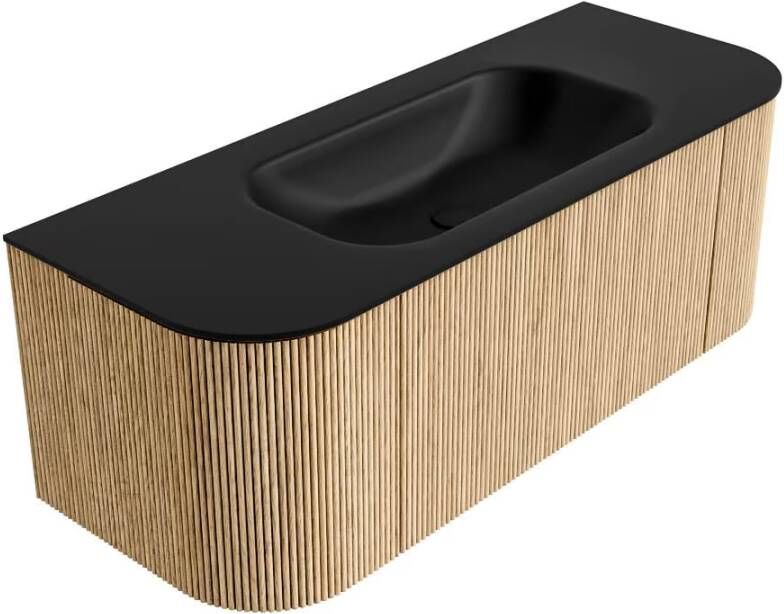 Mondiaz Badmeubel Kurve | 120 cm | Meubelkleur Oak | Wastafelkleur Urban | Midden spoelbak | Zonder kraangaten