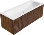 Mondiaz Badmeubel Kurve | 120 cm | Meubelkleur Walnut | Wastafelkleur Talc | Midden spoelbak | Zonder kraangaten - Thumbnail 4