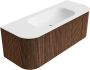 Mondiaz Badmeubel Kurve | 120 cm | Meubelkleur Walnut | Wastafelkleur Talc | Midden spoelbak | Zonder kraangaten - Thumbnail 4