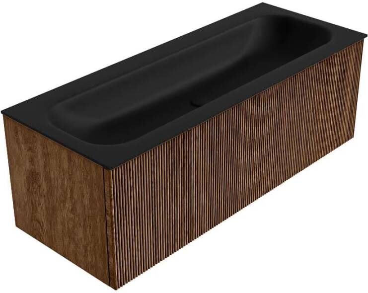Mondiaz Badmeubel Kurve | 120 cm | Meubelkleur Walnut | Wastafelkleur Urban | Midden spoelbak | 1 kraangat