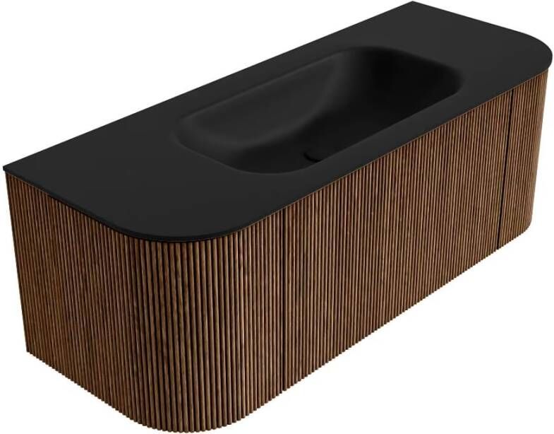 Mondiaz Badmeubel Kurve | 120 cm | Meubelkleur Walnut | Wastafelkleur Urban | Midden spoelbak | Zonder kraangaten