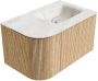 Mondiaz Badmeubel Kurve-Dlux | 75 cm | Meubelkleur Oak | Wastafelkleur Frappe | Solid surface | Rechts spoelbak | 1 kraangat - Thumbnail 4