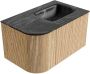 Mondiaz Badmeubel Kurve-Dlux | 75 cm | Meubelkleur Oak | Wastafelkleur Lava | Solid surface | Rechts spoelbak | 1 kraangat - Thumbnail 4