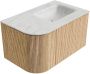 Mondiaz Badmeubel Kurve-Dlux | 75 cm | Meubelkleur Oak | Wastafelkleur Opalo | Solid surface | Rechts spoelbak | 1 kraangat - Thumbnail 4