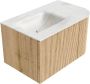 Mondiaz Badmeubel Kurve-Dlux | 75 cm | Meubelkleur Oak | Wastafelkleur Ostra | Solid surface | Links spoelbak | Zonder kraangat(en) - Thumbnail 4