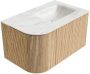 Mondiaz Badmeubel Kurve-Dlux | 75 cm | Meubelkleur Oak | Wastafelkleur Ostra | Solid surface | Rechts spoelbak | 1 kraangat - Thumbnail 4