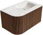 Mondiaz Badmeubel Kurve-Dlux | 75 cm | Meubelkleur Walnut | Wastafelkleur Frappe | Solid surface | Rechts spoelbak | Zonder kraangat(en) - Thumbnail 4