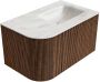Mondiaz Badmeubel Kurve-Dlux | 75 cm | Meubelkleur Walnut | Wastafelkleur Ostra | Solid surface | Rechts spoelbak | Zonder kraangat(en) - Thumbnail 4