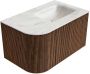 Mondiaz Badmeubel Kurve-Dlux | 75 cm | Meubelkleur Walnut | Wastafelkleur Ostra | Solid surface | Rechts spoelbak | 1 kraangat - Thumbnail 4