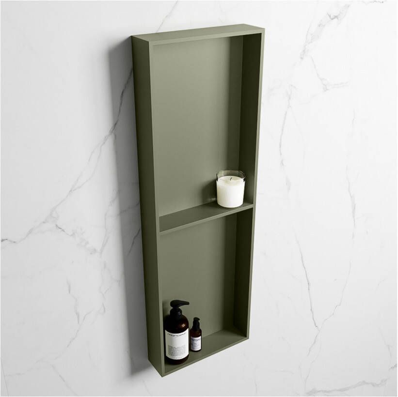 Mondiaz Wandnis Solid Surface Easy | In- en opbouw | 30x150x8 cm | 2 vakken | Army