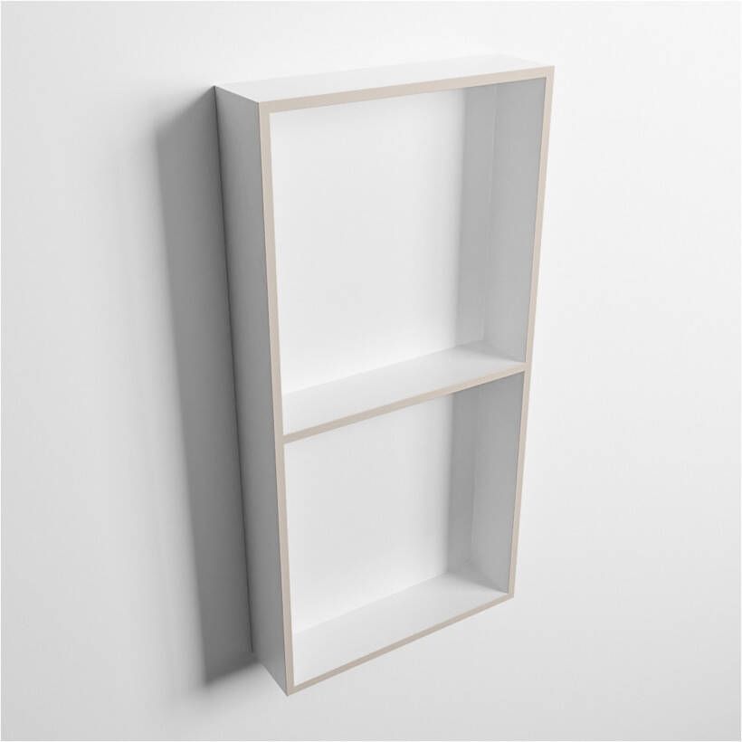 Mondiaz Wandnis Solid Surface Easy | In- en opbouw | 30x60x8 cm | 2 vakken | Linen Talc