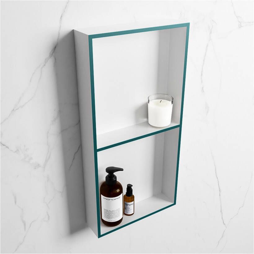 Mondiaz Wandnis Solid Surface Easy | In- en opbouw | 30x60x8 cm | 2 vakken | Smag Talc