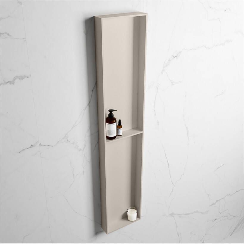 Mondiaz Wandnis Solid Surface Easy | In- en opbouw | 30x90x8 cm | 2 vakken | Linen