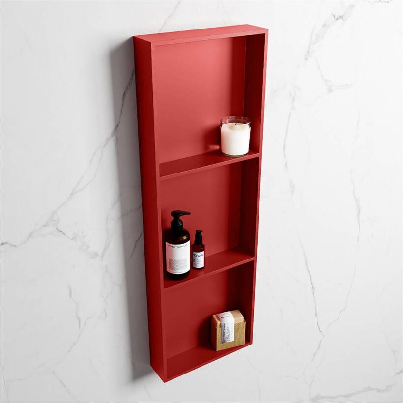 Mondiaz Wandnis Solid Surface Easy | In- en opbouw | 30x90x8 cm | 3 vakken | Fire