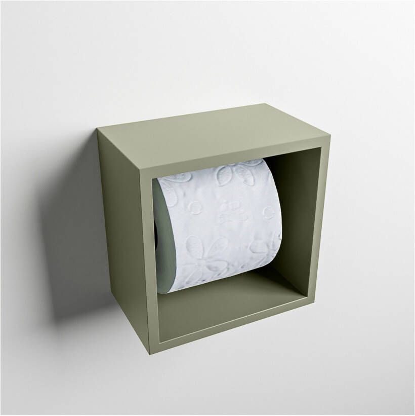 Mondiaz EASY Toiletrolhouder solid surface in- en opbouw 16x16 cm kleur Army