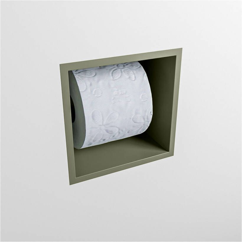 Mondiaz EASY Toiletrolhouder solid surface in- en opbouw 16x16 cm kleur Army