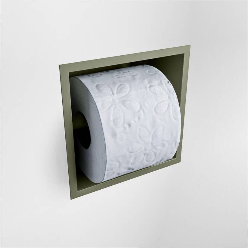 Mondiaz EASY Toiletrolhouder solid surface in- en opbouw 16x16 cm kleur Army