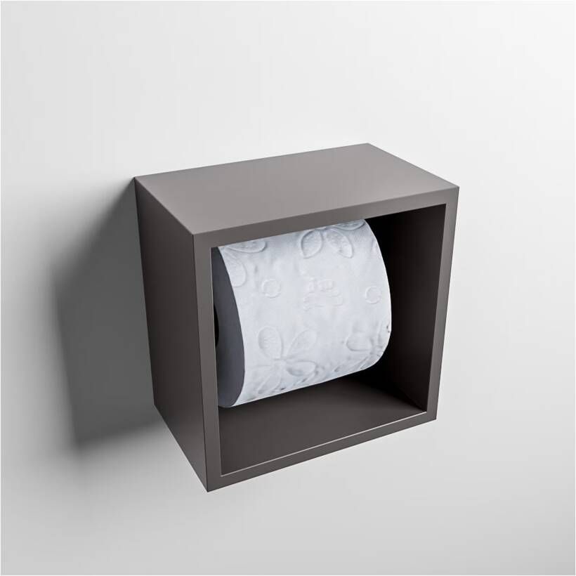 Mondiaz EASY Toiletrolhouder solid surface in- en opbouw 16x16 cm kleur Dark grey