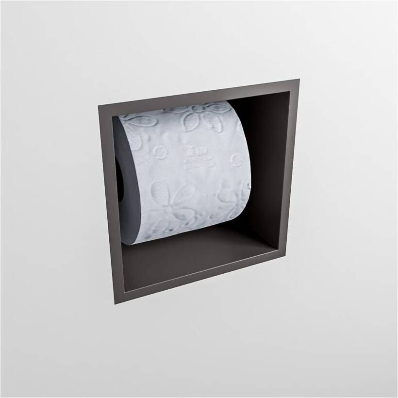 Mondiaz EASY Toiletrolhouder solid surface in- en opbouw 16x16 cm kleur Dark grey