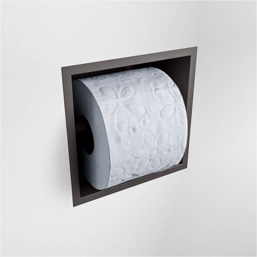 Mondiaz EASY Toiletrolhouder solid surface in- en opbouw 16x16 cm kleur Dark grey