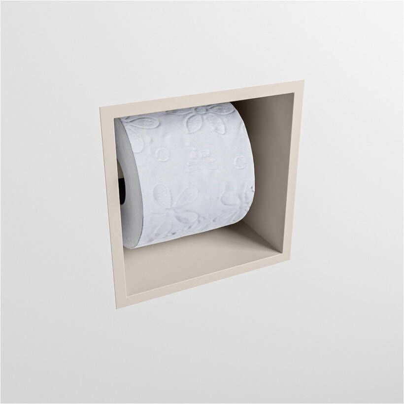 Mondiaz EASY Toiletrolhouder solid surface in- en opbouw 16x16 cm kleur Linen