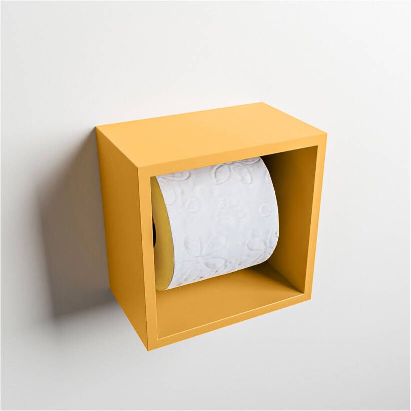 Mondiaz EASY Toiletrolhouder solid surface in- en opbouw 16x16 cm kleur Ocher