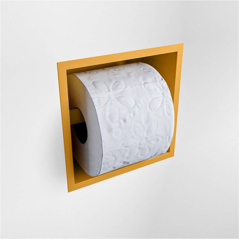 Mondiaz EASY Toiletrolhouder solid surface in- en opbouw 16x16 cm kleur Ocher