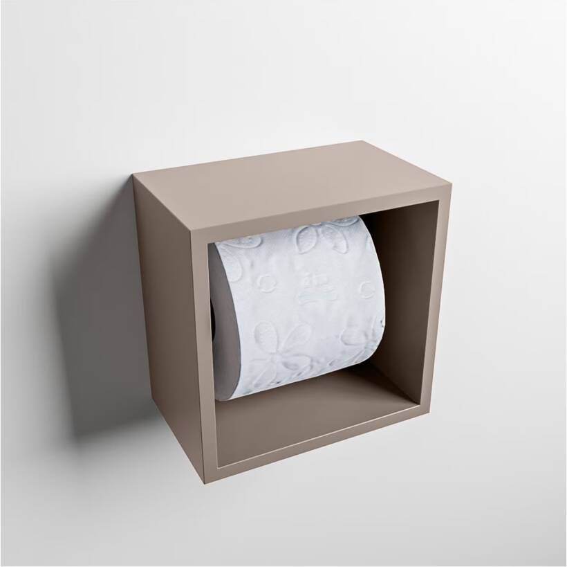 Mondiaz EASY Toiletrolhouder solid surface in- en opbouw 16x16 cm kleur Smoke