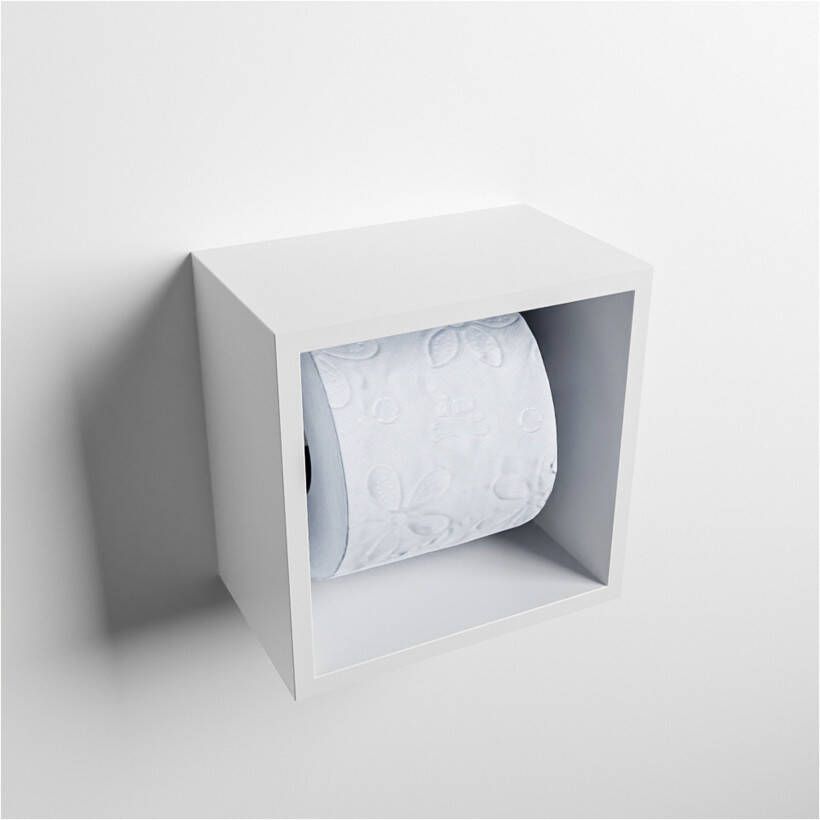 Mondiaz EASY Toiletrolhouder solid surface in- en opbouw 16x16 cm kleur Talc