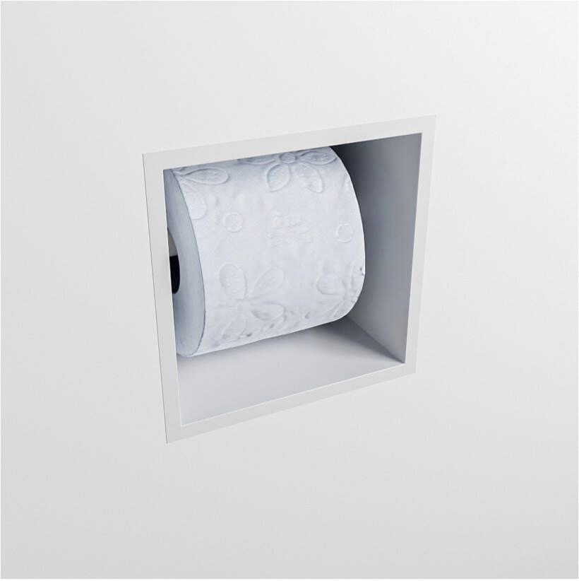 Mondiaz EASY Toiletrolhouder solid surface in- en opbouw 16x16 cm kleur Talc