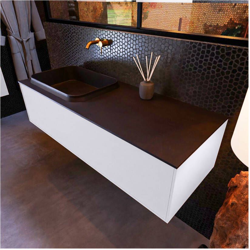 Mondiaz ERIN 120cm badmeubel onderkast kleur cale met 1 lade wastafel links zonder kraangaten kleur urban