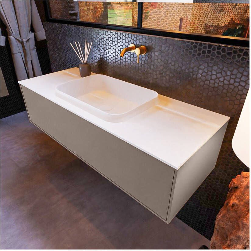 Mondiaz ERIN 120cm badmeubel onderkast kleur Smoke met 1 lade wastafel midden zonder kraangaten kleur urban