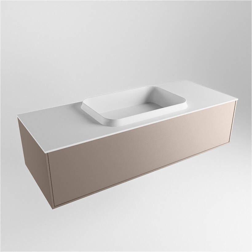 Mondiaz ERIN 120cm badmeubel onderkast kleur Smoke met 1 lade wastafel midden zonder kraangaten kleur urban