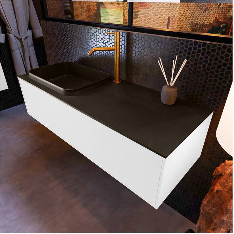 Mondiaz ERIN 120cm badmeubel onderkast kleur talc met 1 lade wastafel links 1 kraangat kleur Urban
