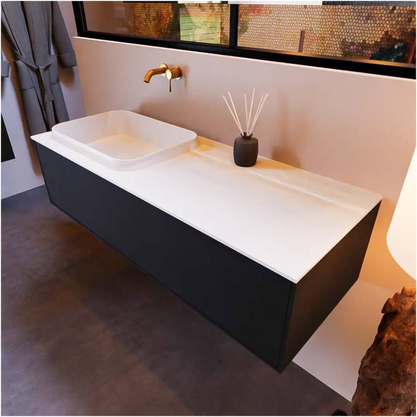 Mondiaz ERIN 120cm badmeubel onderkast kleur urban met 1 lade wastafel links zonder kraangaten kleur talc