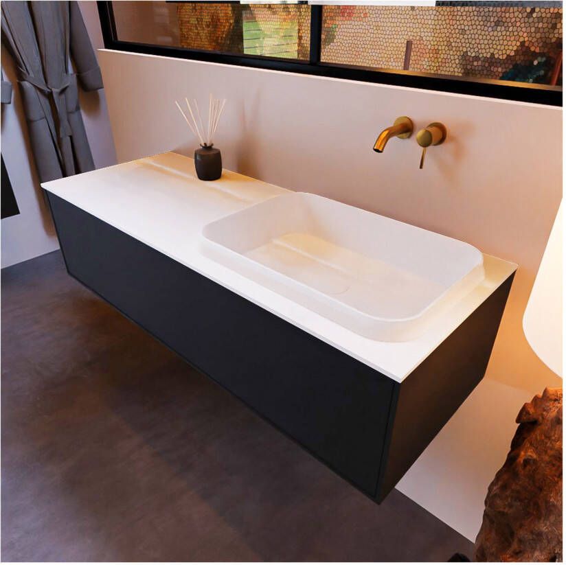 Mondiaz ERIN 120cm badmeubel onderkast kleur urban met 1 lade wastafel rechts zonder kraangaten kleur talc