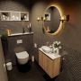Mondiaz Fowy toiletmeubel 60cm washed oak met blad en waskom talc links zonder kraangat - Thumbnail 2