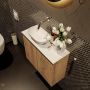 Mondiaz Fowy toiletmeubel 60cm washed oak met blad en waskom talc links zonder kraangat - Thumbnail 3
