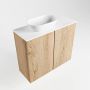 Mondiaz Fowy toiletmeubel 60cm washed oak met blad en waskom talc links zonder kraangat - Thumbnail 4