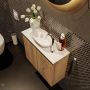 Mondiaz Fowy toiletmeubel 60cm washed oak met blad en waskom talc midden 1 kraangat - Thumbnail 3